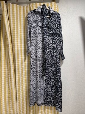 Anthropologie Omika Palma button front dress in vanya ink size XS